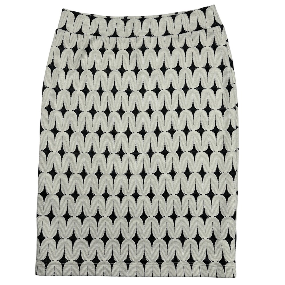 Renee C Womens Black White Geometric Diamond Pencil Skirt Size M Made‎ in USA